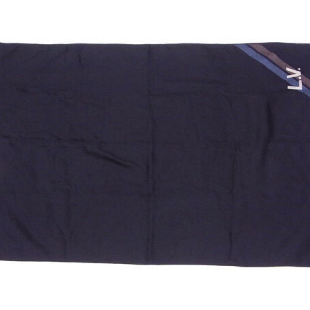 Louis Vuitton Scarf Black Blue Woman unisex Authentic Used - Picture 4 of 6